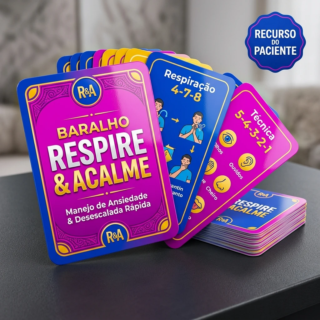 Baralho impresso Respirar e Acalmar para desescalada rápida de ansiedade